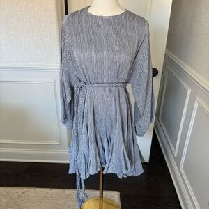 Storia Blue Textured Long Sleeve Womens Dress Small